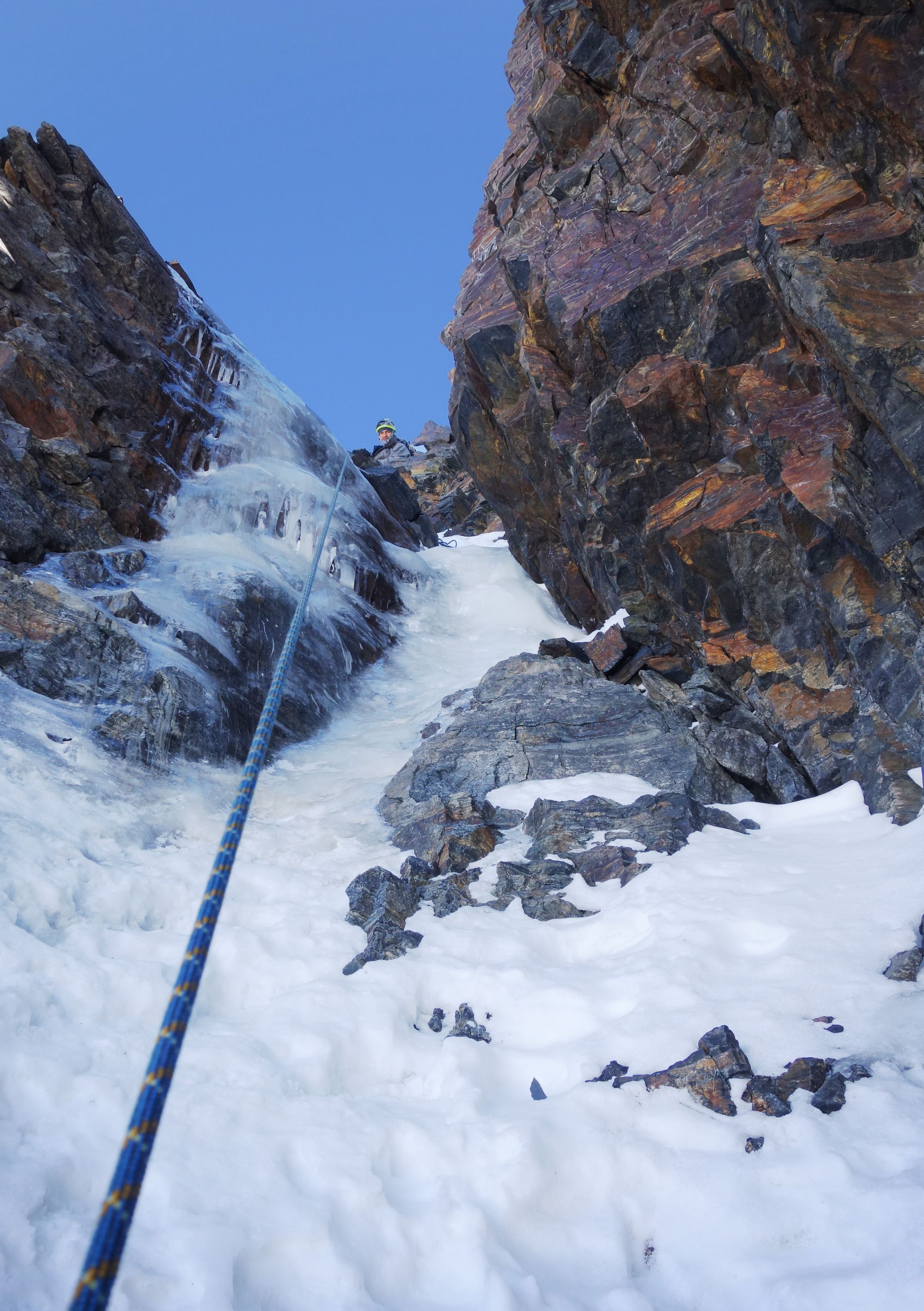 Goulotte durant le séjour alpinisme dans la Cordillère Royale en Bolivie