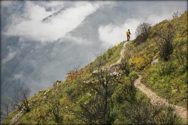 chemin de randonnée au Bhoutan