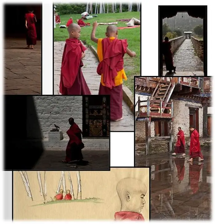 la vie des Moines du bhoutan