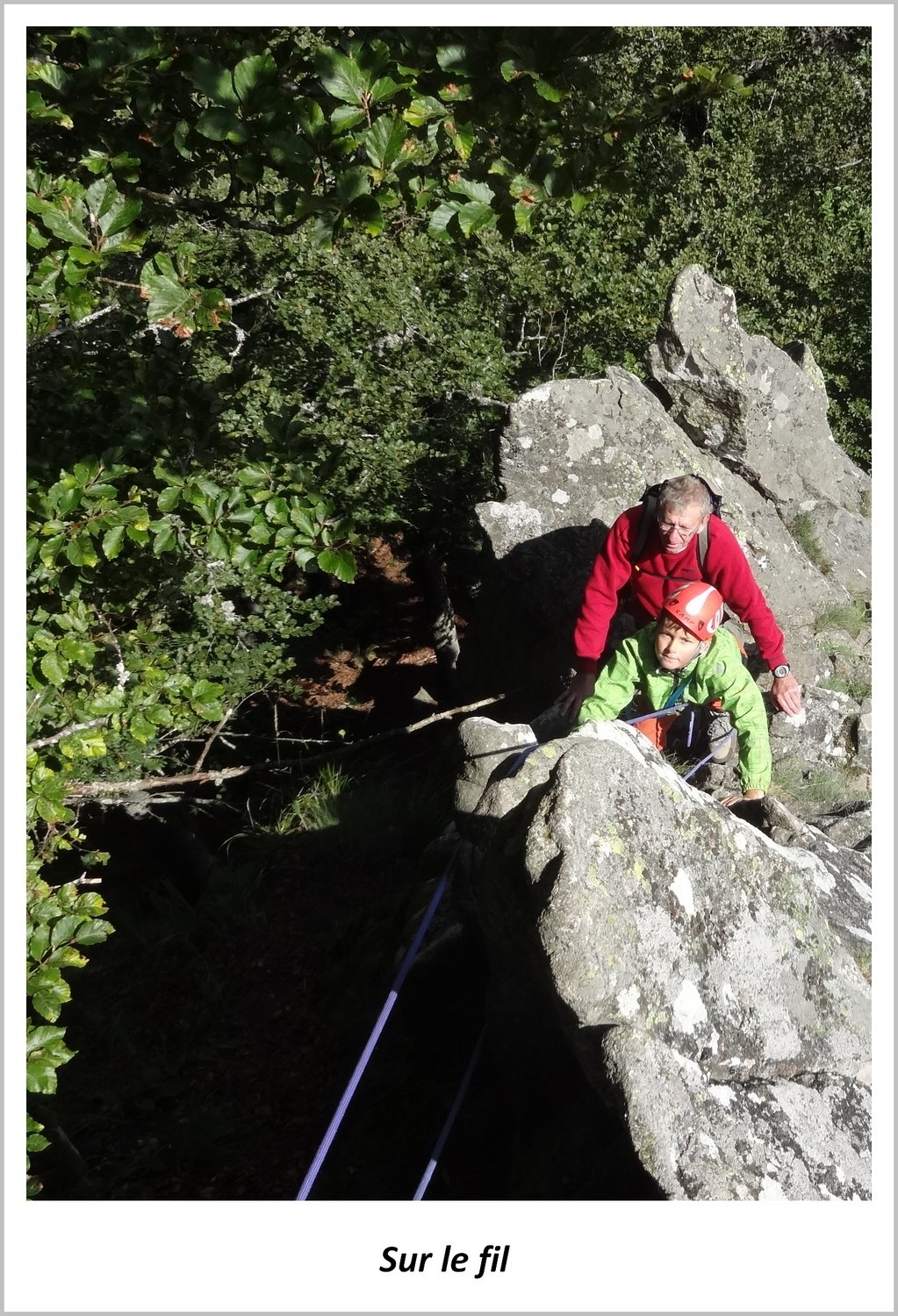 Escalade corde tendue de l'arête des Spitzkoepfe dans les Vosges