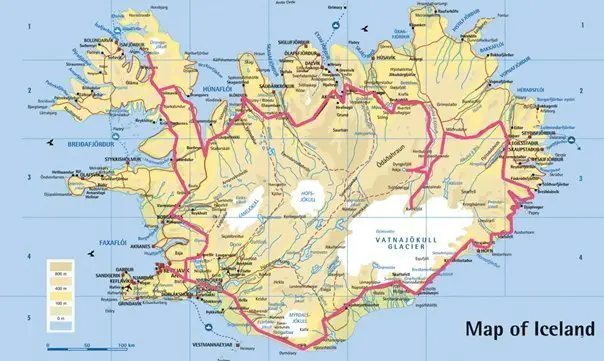 Carte Iceland durant le voyage randonnée en Islande