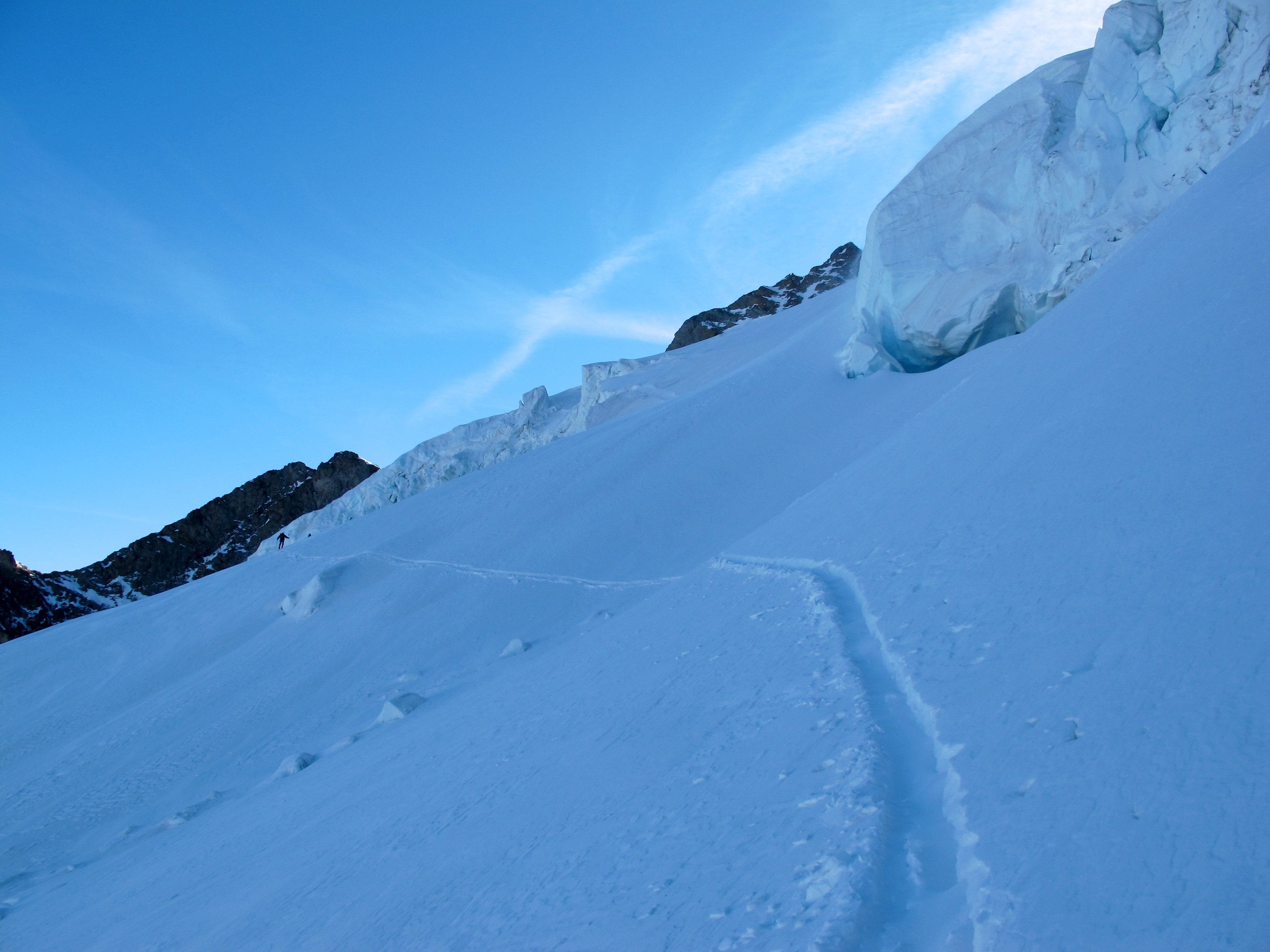 Les vilains glaçons... et jolie trace en ski de randonnée autour de la Meije