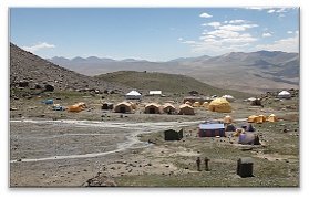 Camp de base pour l'expédition au Mustagh Ata en Chine