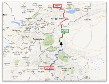 Itinéraire du trajet pour réaliser l'ascension au Mustagh Ata en Chine