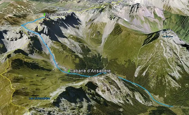 Itinéraire de l’ascension du pic d’Ansabère : vallée de Lescun