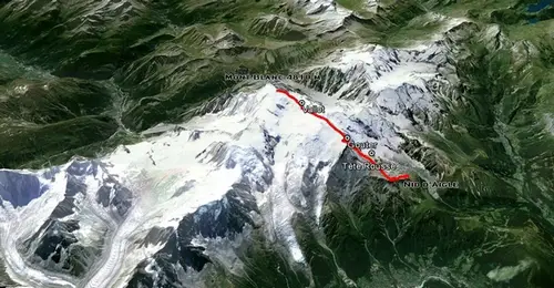 Carte du Mont-Blanc par l'arête des bosses