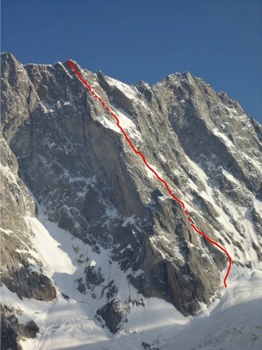 la voie Slovène ( sortie Croz) en Face Nord des Grandes Jorasses