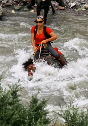 trek à cheval dans la Marka, rivièere en Inde