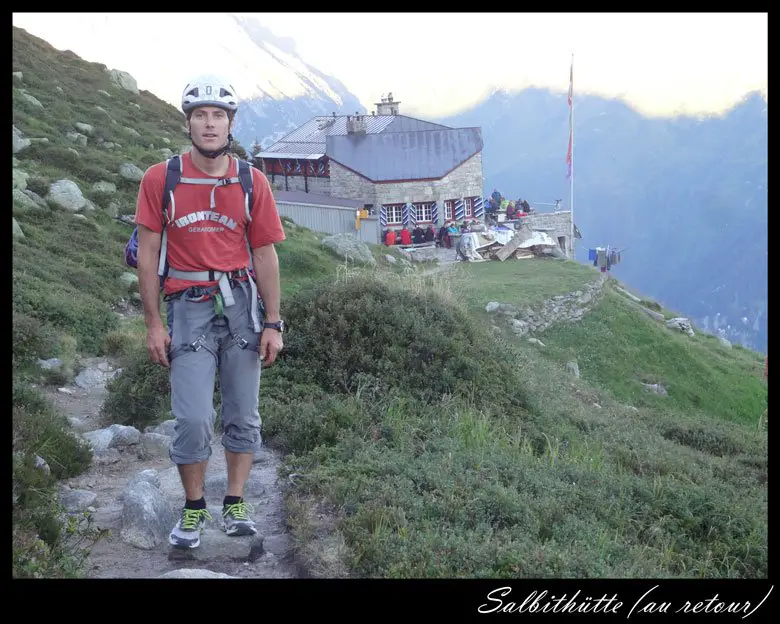 Le refuge du salbithutte après notre ascension du salbitschijen en Suisse