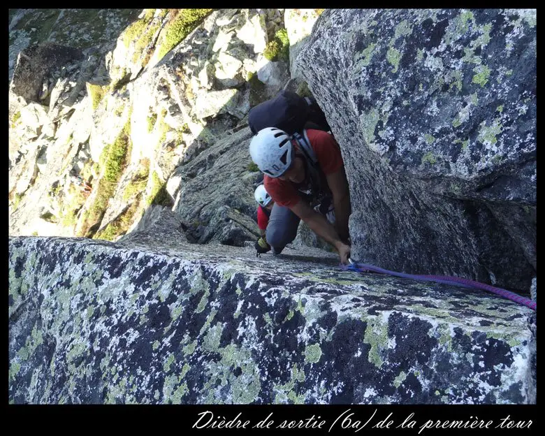 dièdre de sortie (6a) de la première tour du salbitschijen