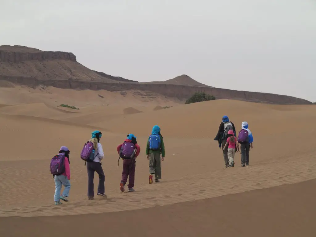 Premiers pas sur les dunes du désert marocain