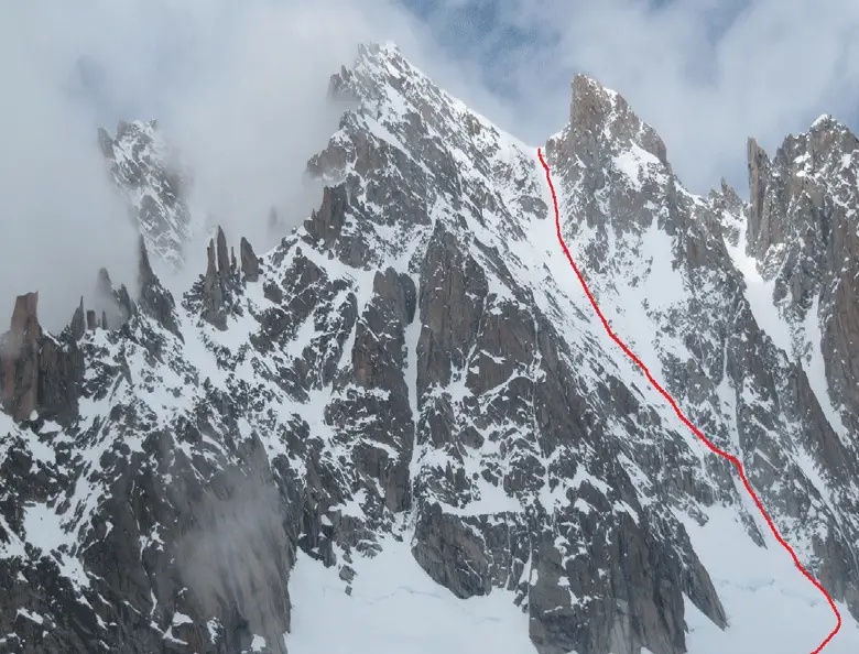 Vue globale sur le Whymper depuis l’Aiguille Verte