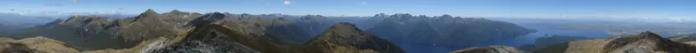 Vue du Mont Luxmore (Mont Aspiring et lac de Te Anau) en Nouvelle Zélande