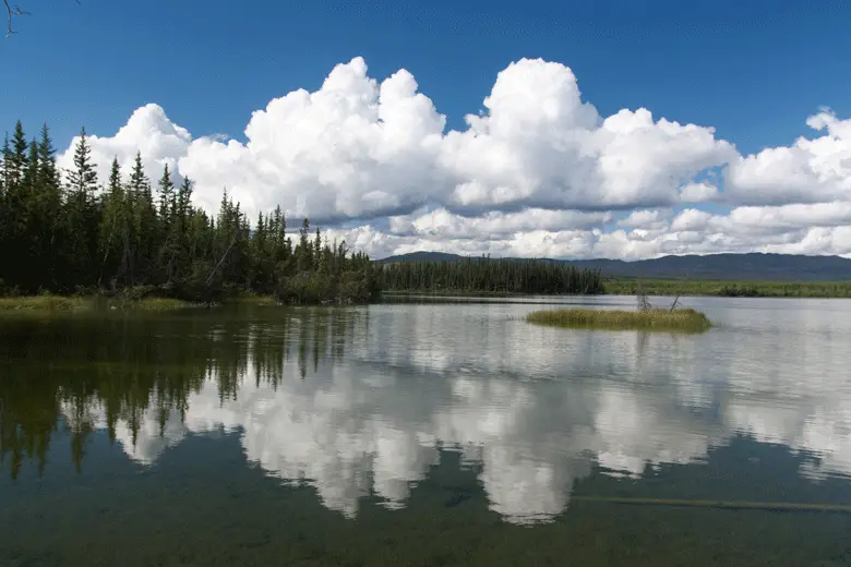 Un lac au bord de la route en Alaska