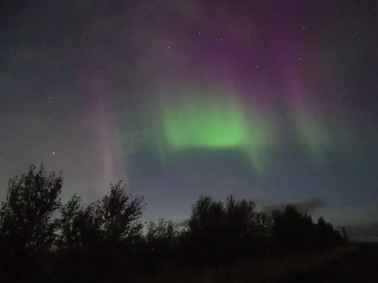 Aurores boréales vues de l’hôtel Hrauneyjar