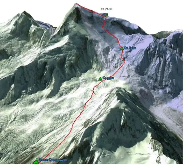 3 : Itinéraire d’ascension du Manaslu