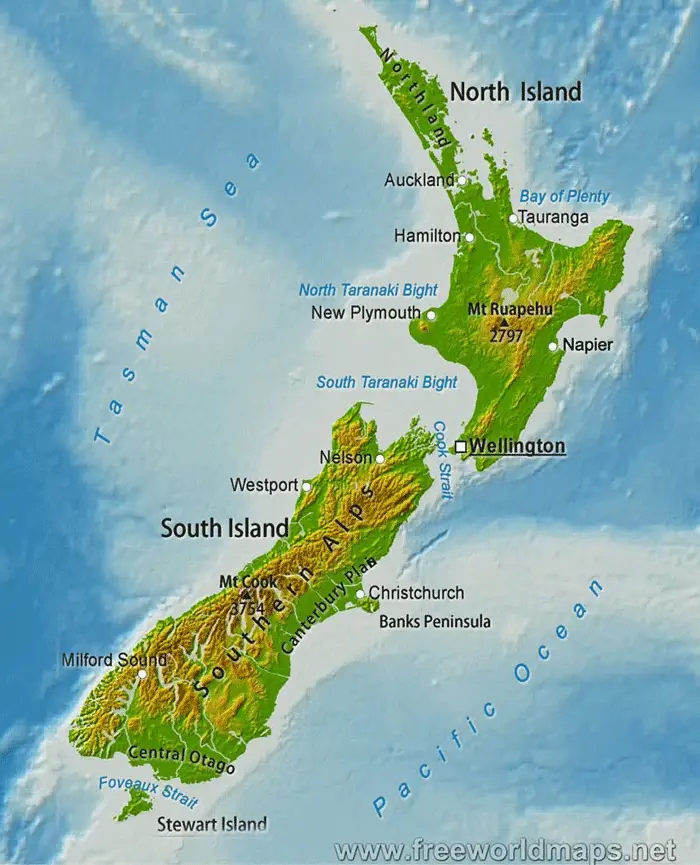 carte de la New Zealand !