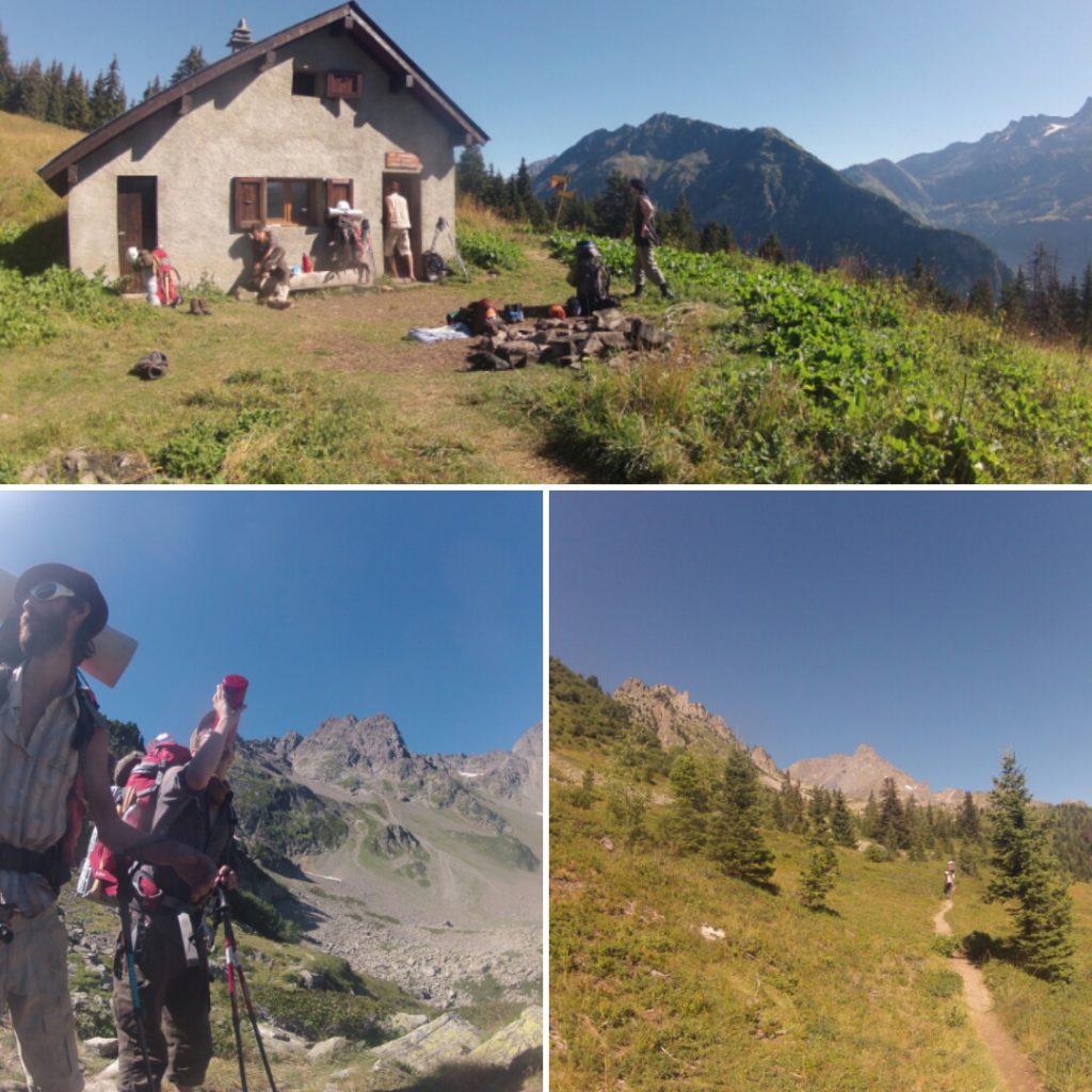 Cabane du Chazeau - Petite pause pour Thomas et Robin - Sentier menant au Chalet du Riff Premier