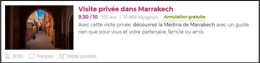 visite privée dans Marrakech au Maroc