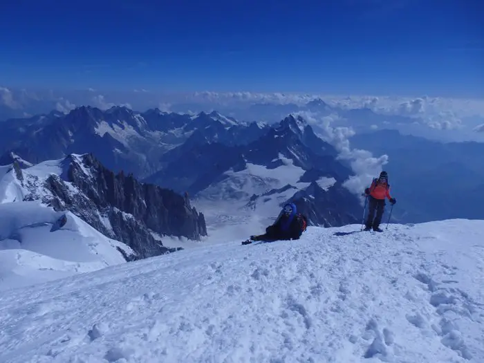 Arrivée au sommet au Mont Blanc