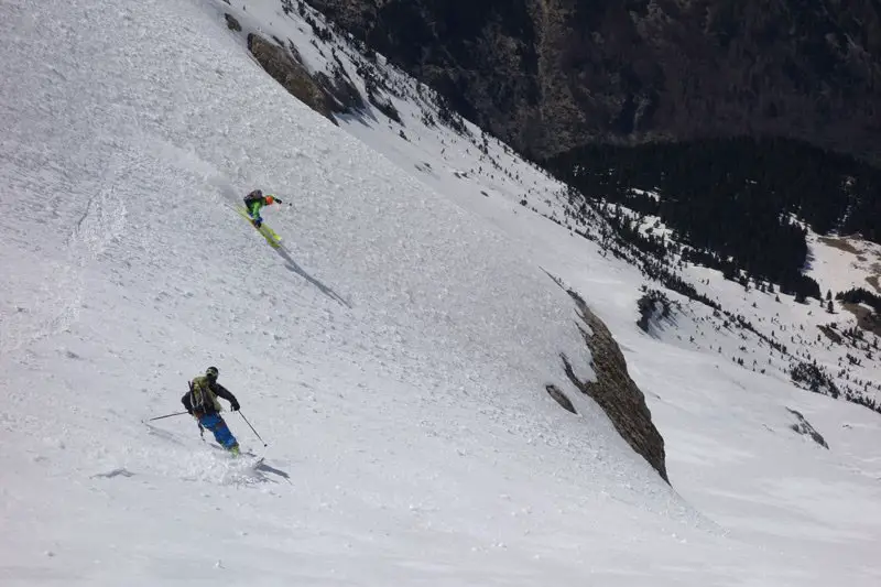 Perfect moment de descente de ski