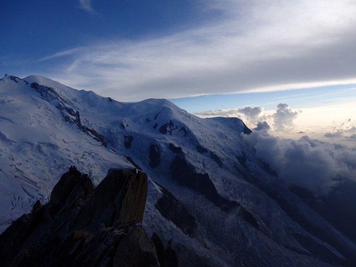 Tombée de la nuit sur le mont blanc