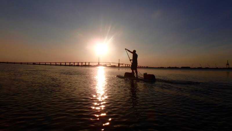 au bout de 14 jours de navigation lors de la Descente de la Loire en Stand Up Paddle