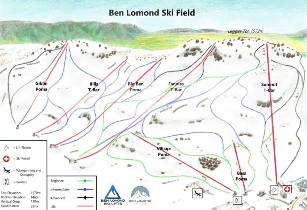 Plan des pistes Ben Lomond