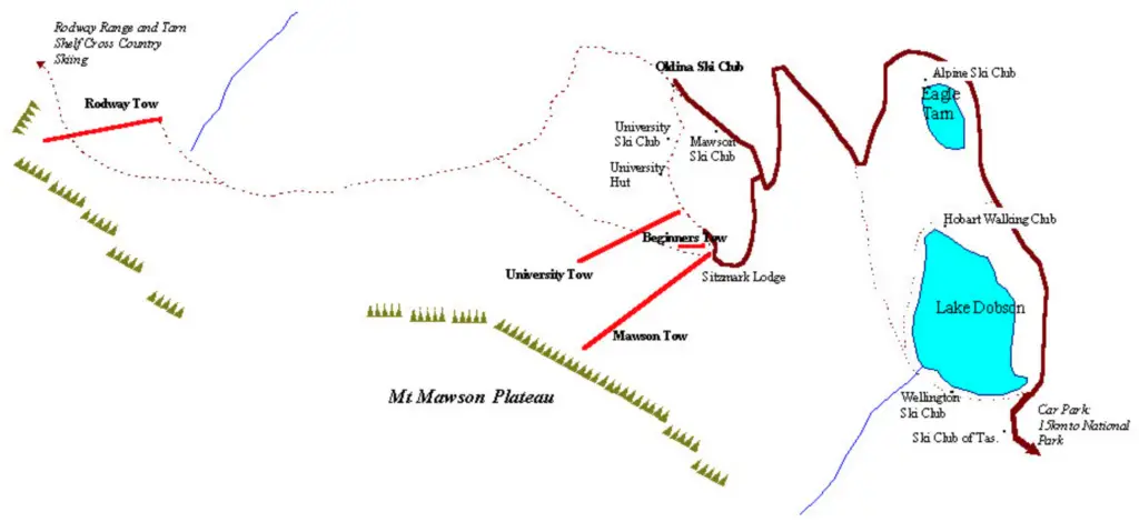 Plan des pistes de la station Mount Mawson