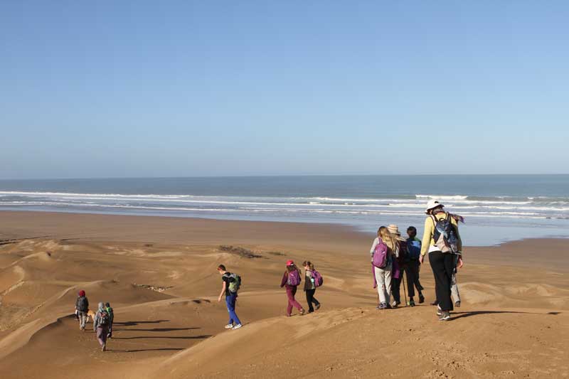 Départ de notre groupe de randonneur sur les plages entre Essaouira et Agadir