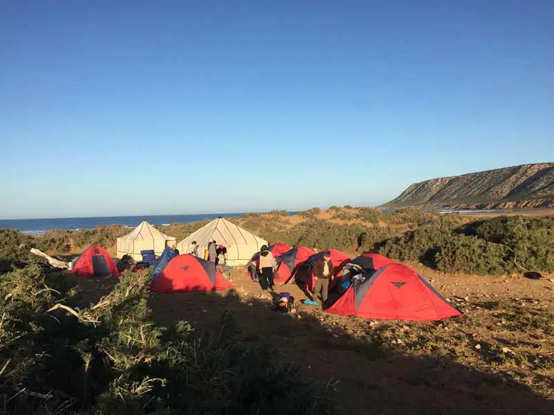 notre campement au réveil au Maroc