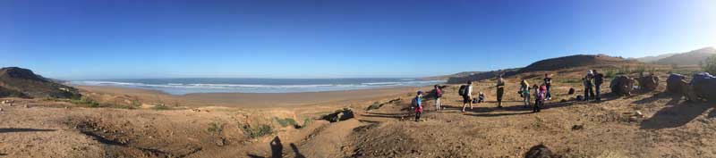panorama après notre pause repas du midi sur les plages marocaines