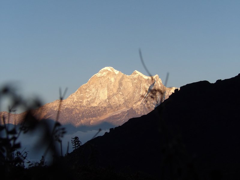 Exploration de la Lapche Valley en octobre 2015 : en face le sommet du Gauri Sankar