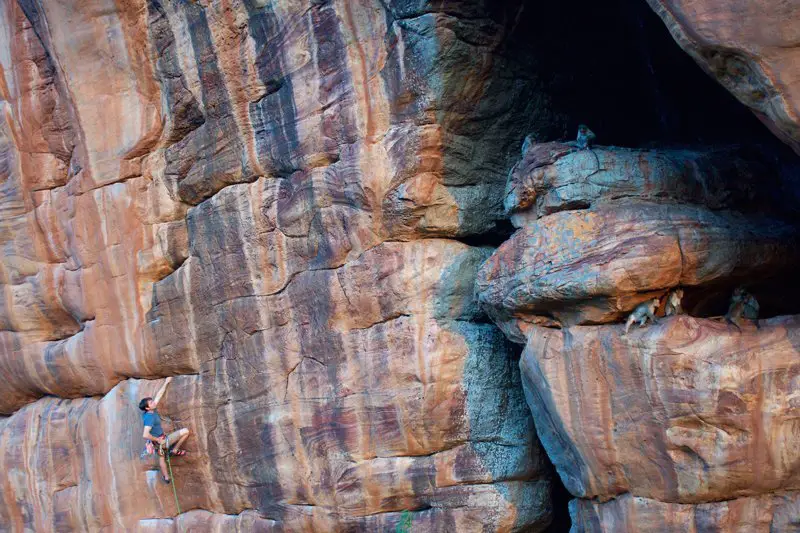 Badami Voie d'escalade en Inde Ganesha 8b+ 