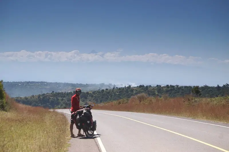 vue sur le mont Kenya durant notre voyage à vélo au kenya