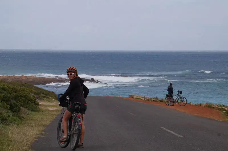 En arrivant au Cap de Bonne Espérance, côté Atlantique, voyage en Afrique du Sud à vélo