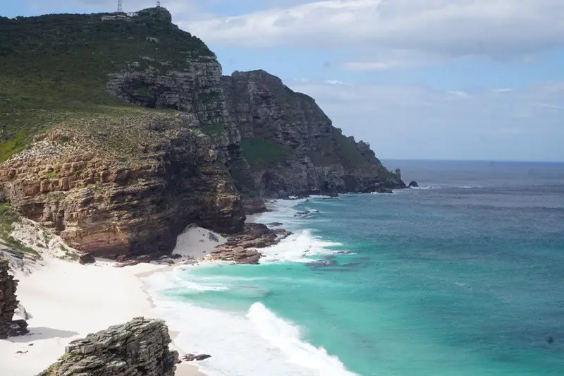 Vue sur Cape Point depuis le Cape of Good Hope, voyage en Afrique du Sud à vélo