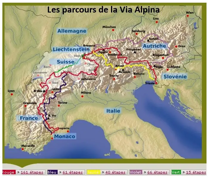 Les parcours de la via alpina 