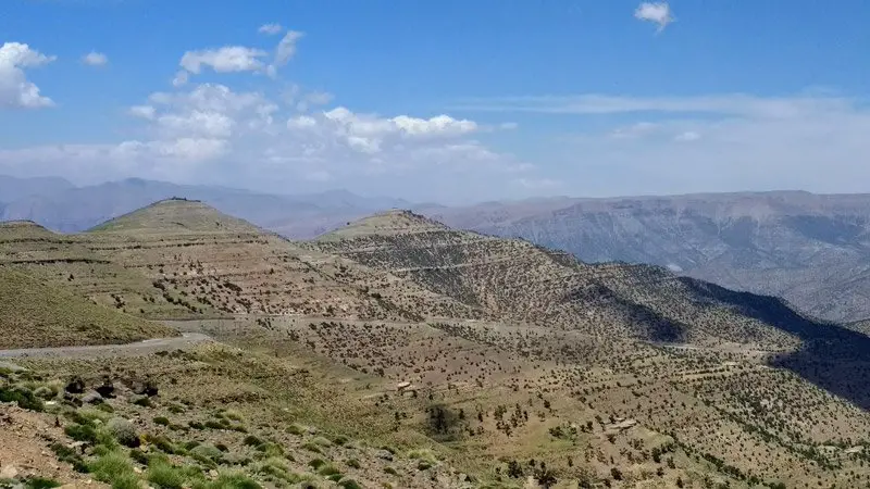Vue sur le Haut-Atlas, grimpe Taghia Maroc