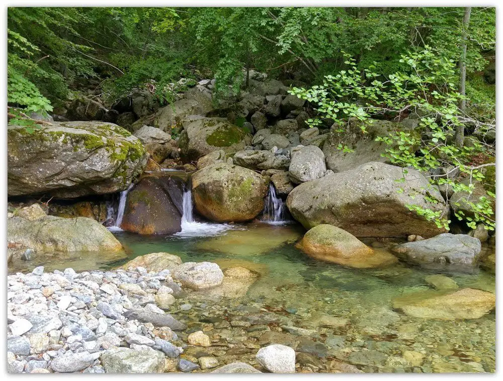 16-Le-ruisseau-de-Fulminato-traversant-la-piste-forestière, randonnée en Corse GR20 16-Le-ruisseau-de-Fulminato-traversant-la-piste-forestière, randonnée en Corse GR20