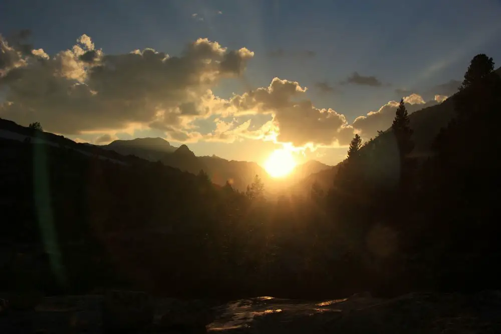 Coucher de soleil à Dusy Basin, pendant le PCT