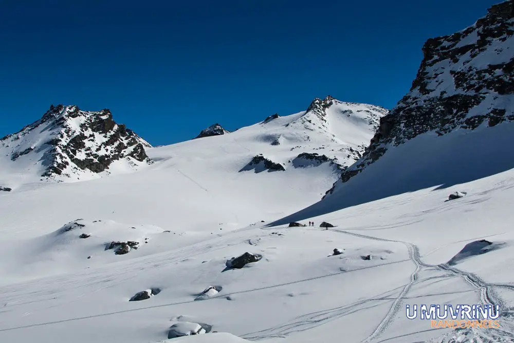 En haut de Rosablanche le début de la traversée de la Haute Route