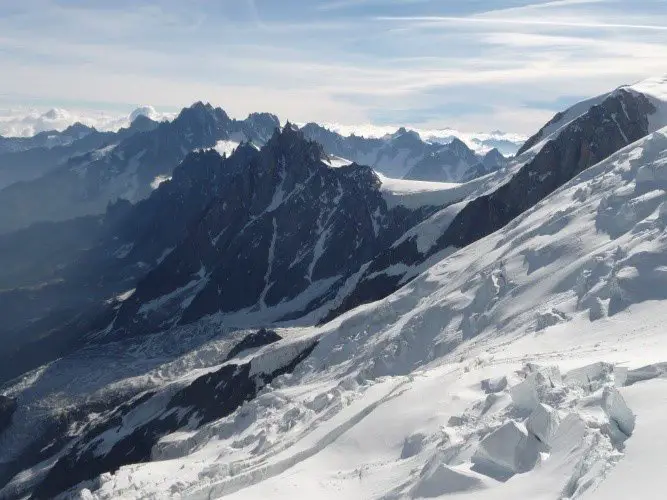L’aiguille-du-midi-vue-du-Goûter, ascension du Mont Blanc L’aiguille-du-midi-vue-du-Goûter, ascension du Mont Blanc