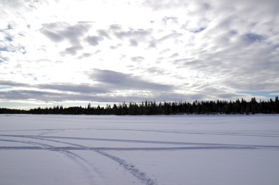 Ma première vision en me réveillant le lendemain de l’arrivée à mon camp de base en Laponie