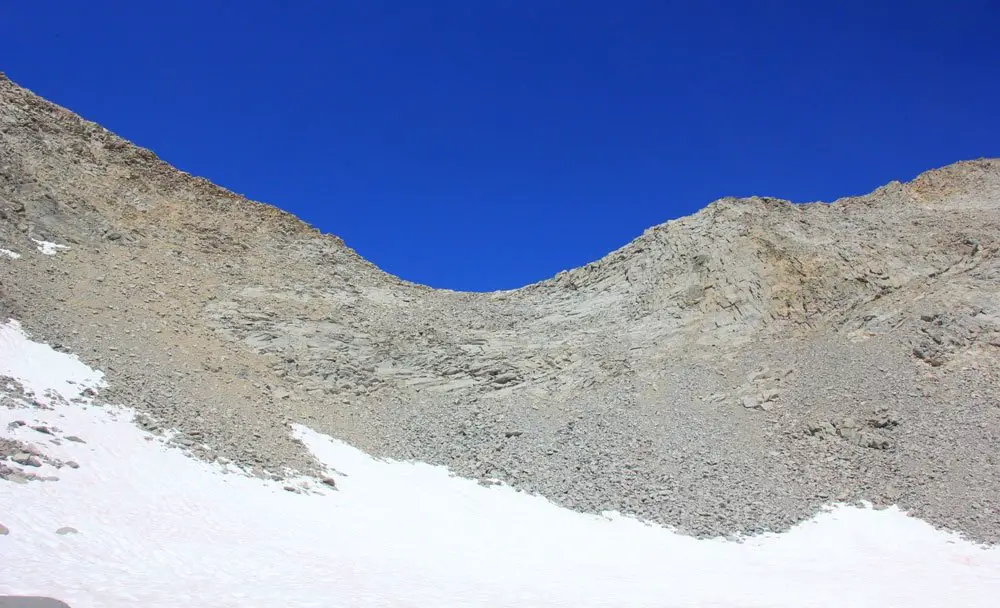 Mather Pass, versant sud : très difficile en cas d’enneigement