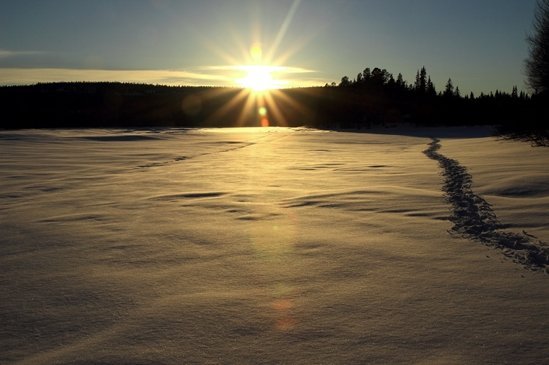 Paysage de couché de soleil en Laponie Paysage de couché de soleil en Laponie