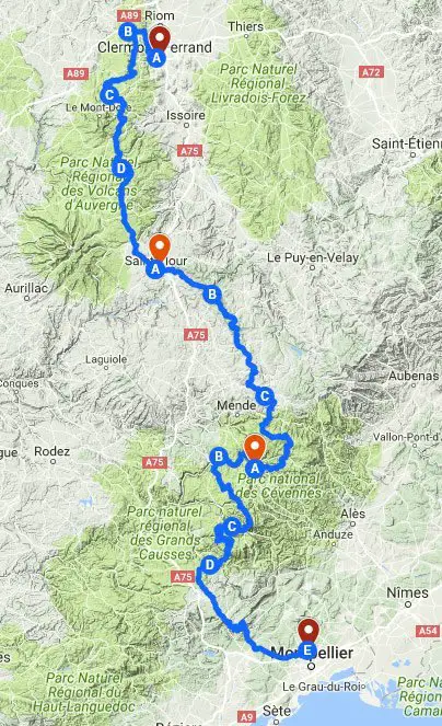 Notre itinéraire en 11 étapes montpellier clermont ferrand Notre itinéraire en 11 étapes
