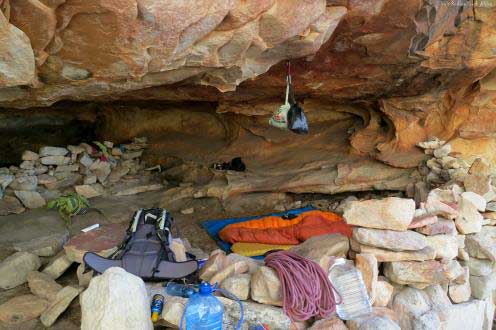 Krakadow: Bivouac dans le gully durant notre voyage escalade en Afrique du Sud