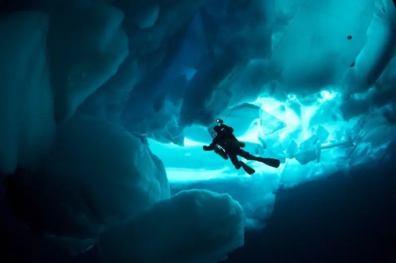 Diving under the ice