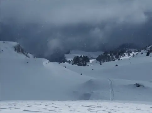 Trace de Ski de randonnée nordique sur les hauts plateaux du Vercors